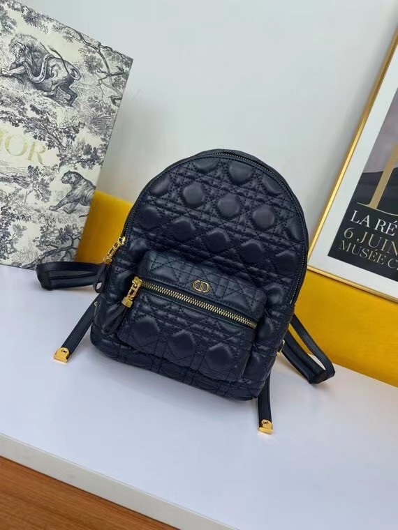 SMALL DIOR BACKPACK Cannage Lambskin M9222U dark blue