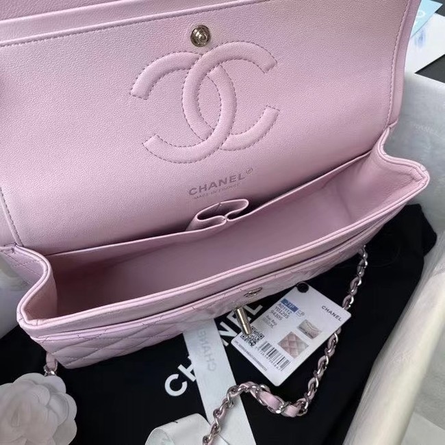 chanel classic handbag Lambskin & silver Metal A01112 pink
