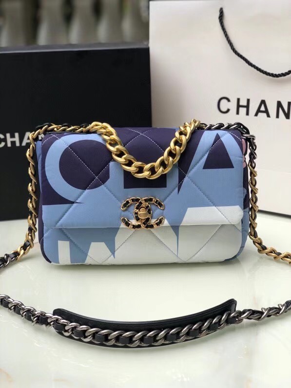 Chanel 19 flap bag AS1160 blue