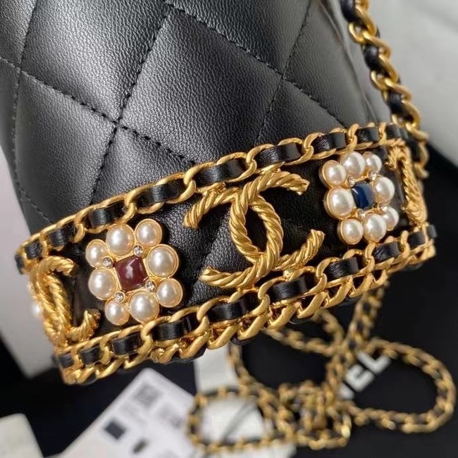 Chanel Drawstring Bag Lambskin & Gold Metal AP2257 black