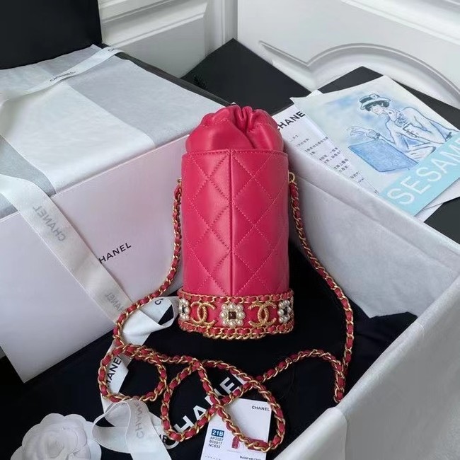 Chanel Drawstring Bag Lambskin & Gold Metal AP2257 red