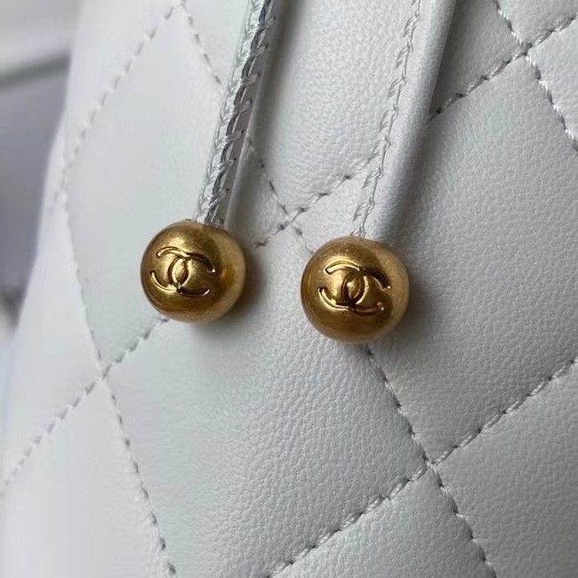 Chanel Drawstring Bag Lambskin & Gold Metal AP2257 white