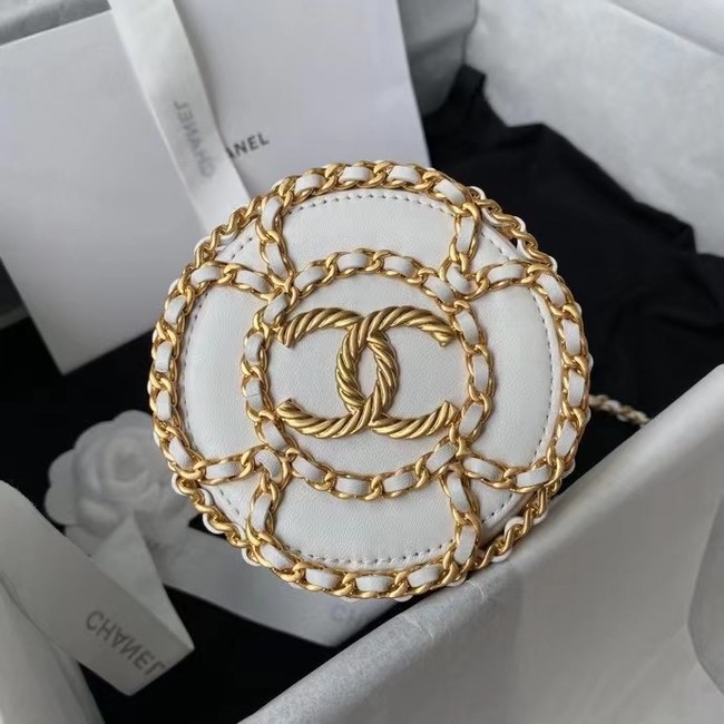 Chanel Drawstring Bag Lambskin & Gold Metal AP2257 white