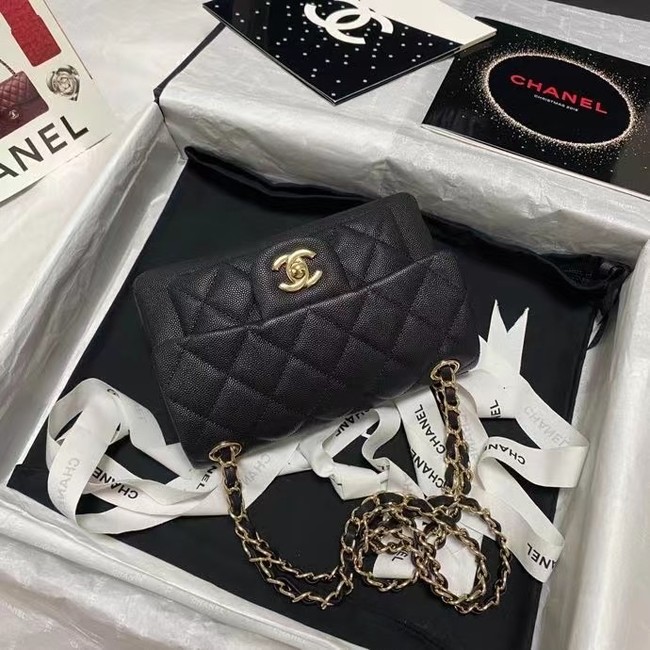 Chanel Flap Shoulder Bag Grained Calfskin AS9960 black