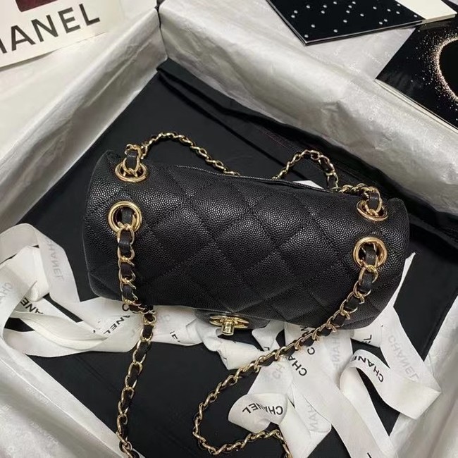 Chanel Flap Shoulder Bag Grained Calfskin AS9960 black