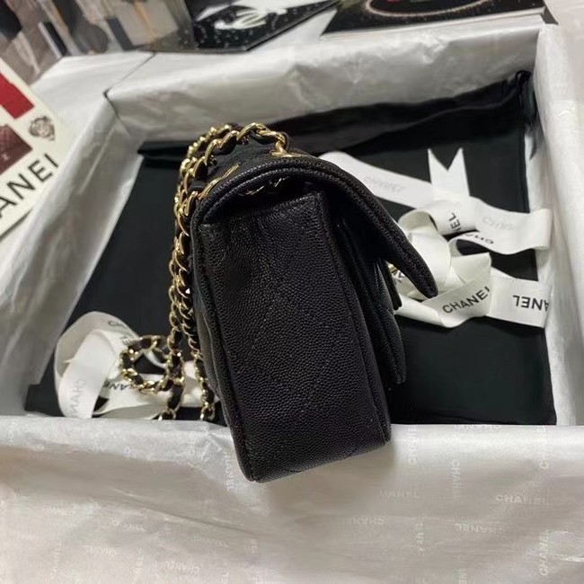 Chanel Flap Shoulder Bag Grained Calfskin AS9960 black