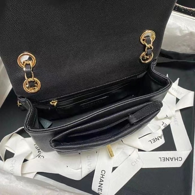 Chanel Flap Shoulder Bag Grained Calfskin AS9960 black