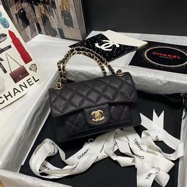 Chanel Flap Shoulder Bag Grained Calfskin AS9960 black