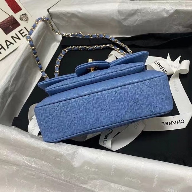 Chanel Flap Shoulder Bag Grained Calfskin AS9960 blue