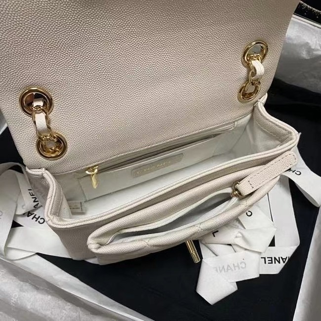 Chanel Flap Shoulder Bag Grained Calfskin AS9960 white