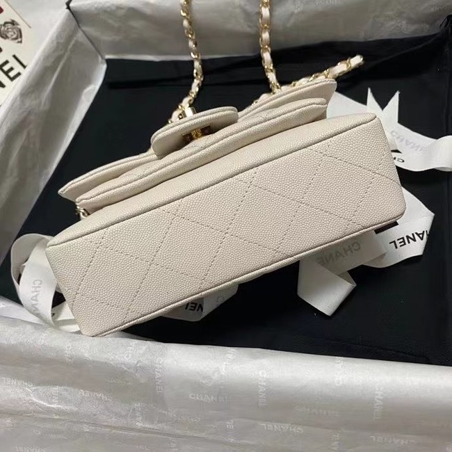 Chanel Flap Shoulder Bag Grained Calfskin AS9960 white