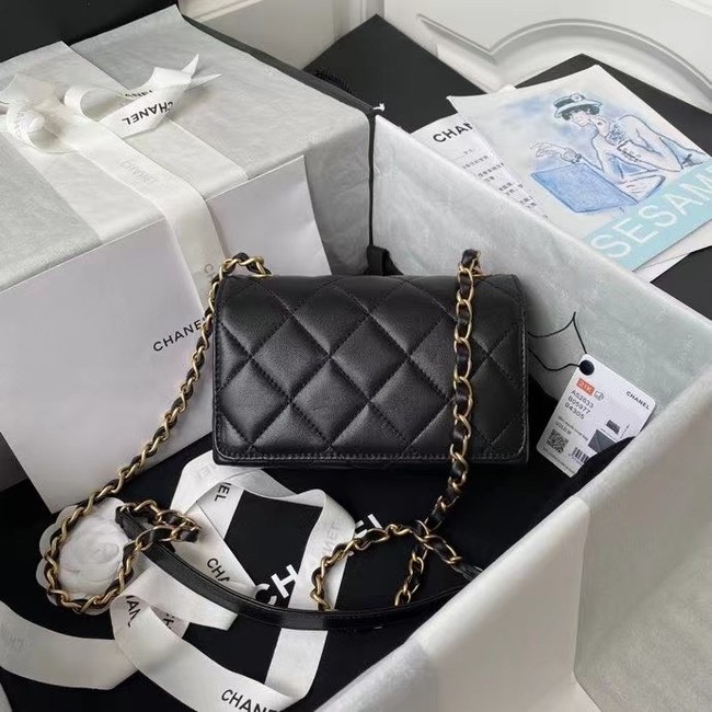 Chanel Flap Shoulder Bag Original leather AS2633 black