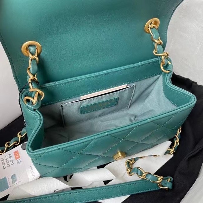 Chanel Flap Shoulder Bag Original leather AS2633 green