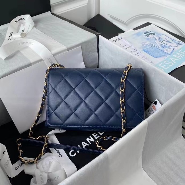 Chanel Flap Shoulder Bag Original leather AS2634 blue