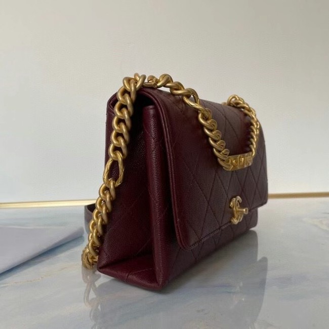 Chanel Flap Shoulder Bag Original leather AS2764 Wine