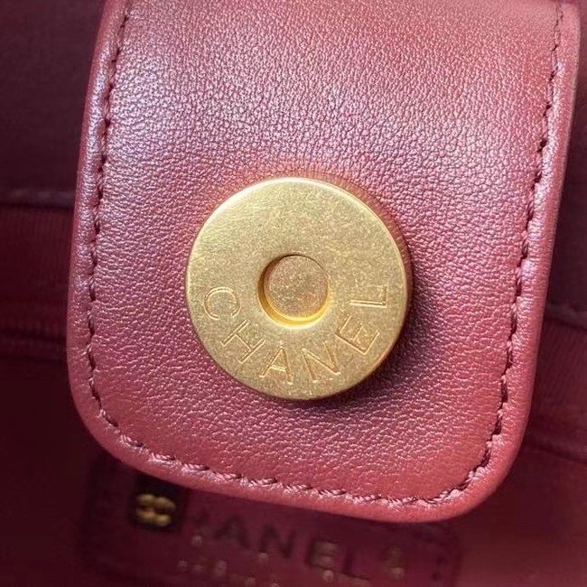 Chanel leather Shoulder Bag AS2750 Wine