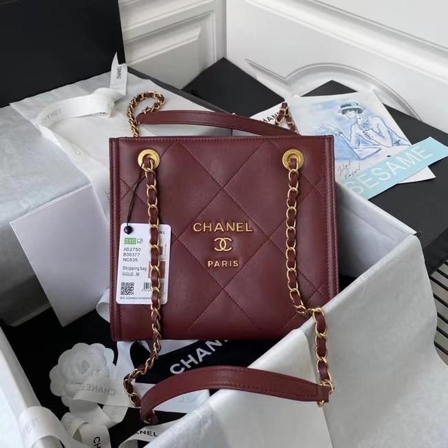 Chanel leather Shoulder Bag AS2750 Wine