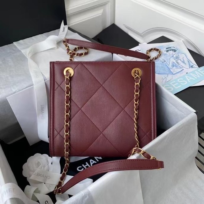 Chanel leather Shoulder Bag AS2750 Wine