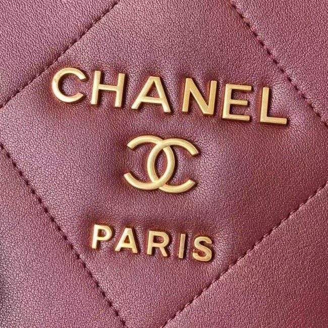 Chanel leather Shoulder Bag AS2750 Wine