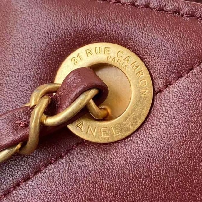 Chanel leather Shoulder Bag AS2750 Wine