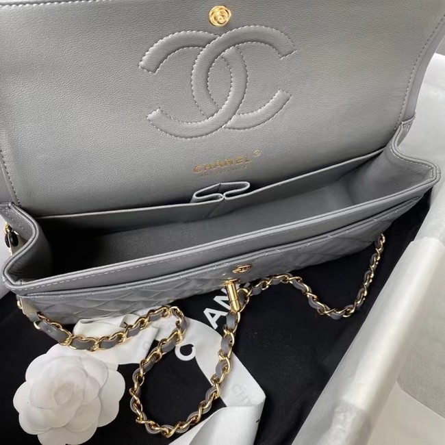 chanel classic handbag Lambskin & gold Metal A01112 dark grey