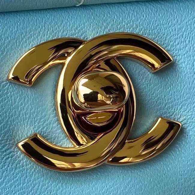 chanel classic handbag Lambskin & gold Metal A01112 light blue