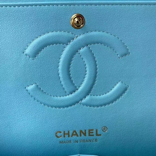 chanel classic handbag Lambskin & gold Metal A01112 light blue