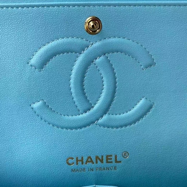 chanel classic handbag Lambskin & gold Metal A01112 light blue