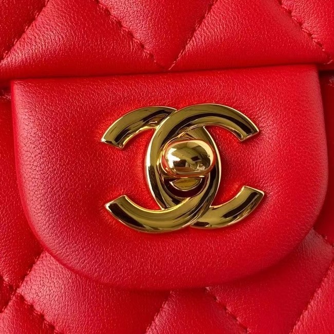 chanel classic handbag Lambskin & gold Metal A01112 red