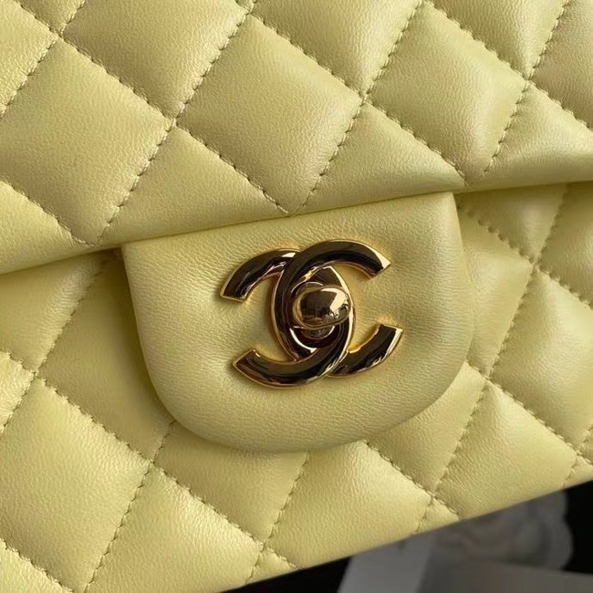 chanel classic handbag Lambskin & gold Metal A01112 yellow