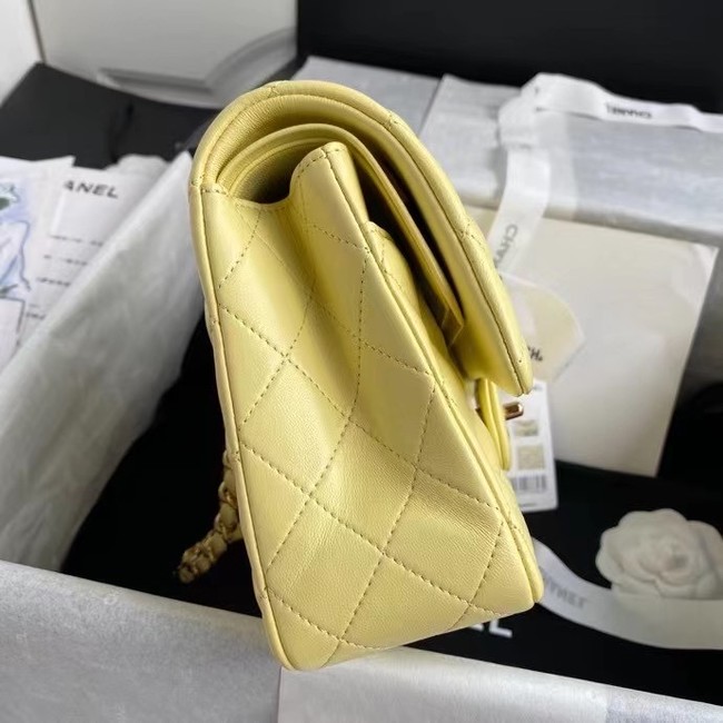 chanel classic handbag Lambskin & gold Metal A01112 yellow