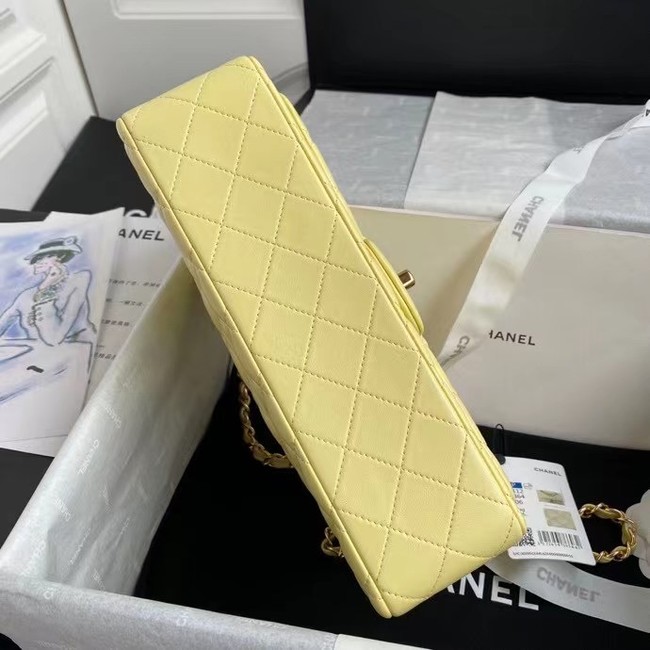 chanel classic handbag Lambskin & gold Metal A01112 yellow