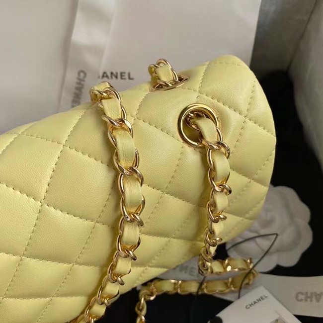 chanel classic handbag Lambskin & gold Metal A01112 yellow