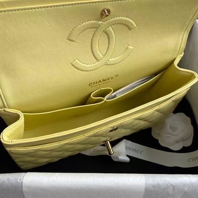 chanel classic handbag Lambskin & gold Metal A01112 yellow