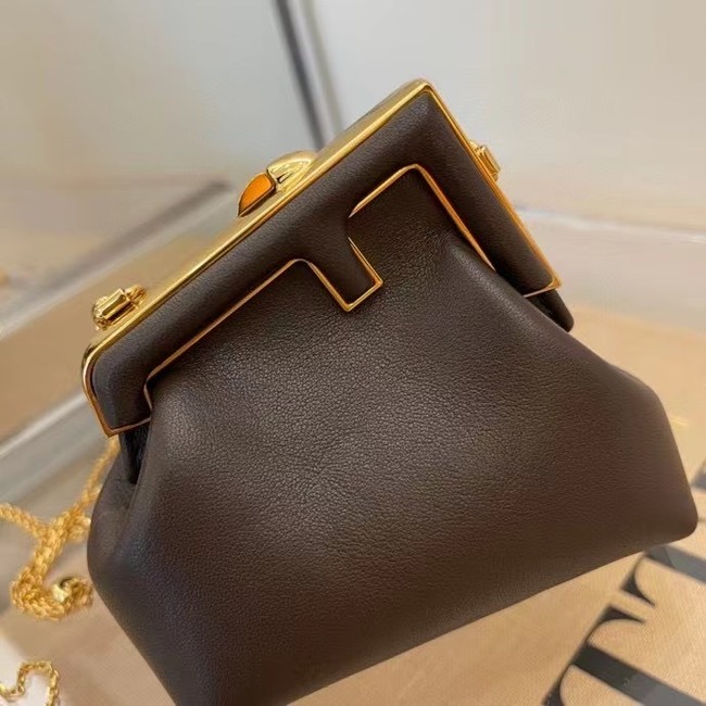 Fendi Original Leather Mini Clutch Bag 56831 Dark brown
