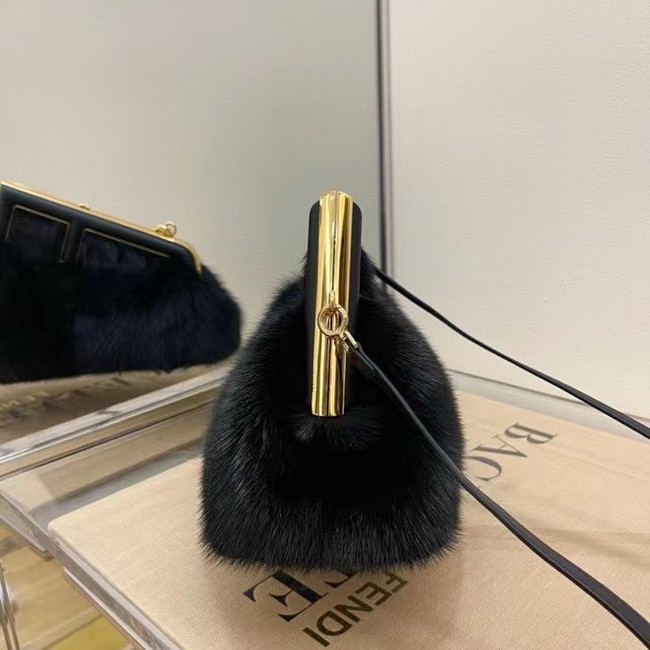 FENDI FIRST SMALL black mink bag 8BP129A