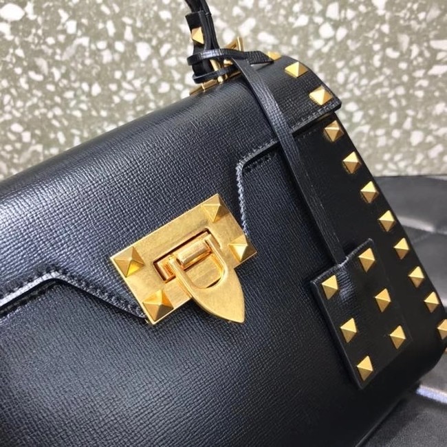 VALENTINO GARAVANI Rockstud Alcove Small grain calf leather handbag 2B0J71 black