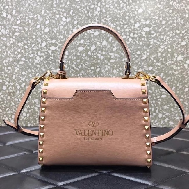 VALENTINO GARAVANI Rockstud Alcove Small grain calf leather handbag 2B0J71 pink