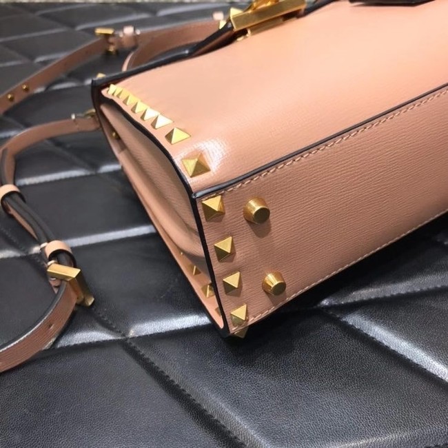 VALENTINO GARAVANI Rockstud Alcove Small grain calf leather handbag 2B0J71 pink