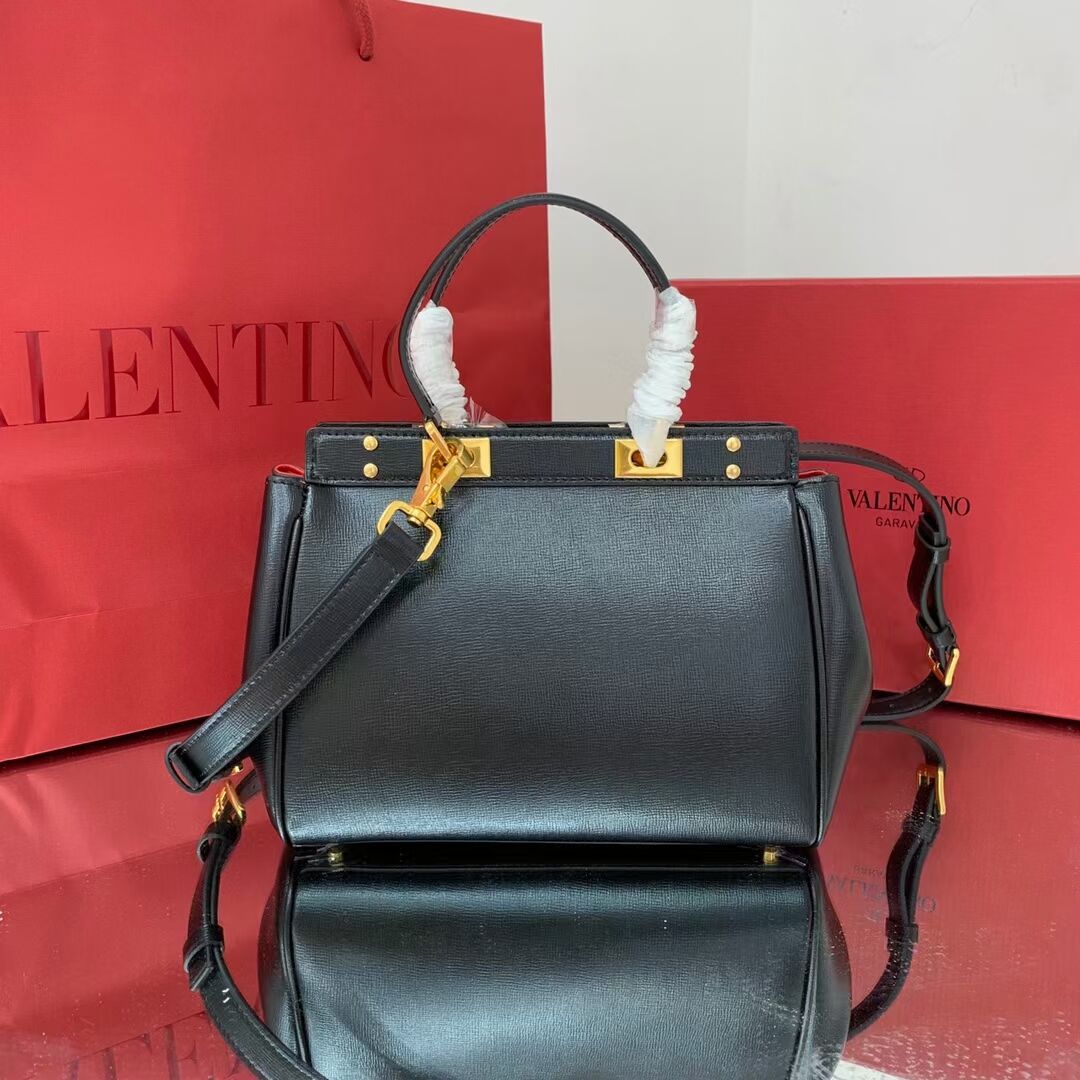 VALENTINO calf leather handbag V0754 BLACK