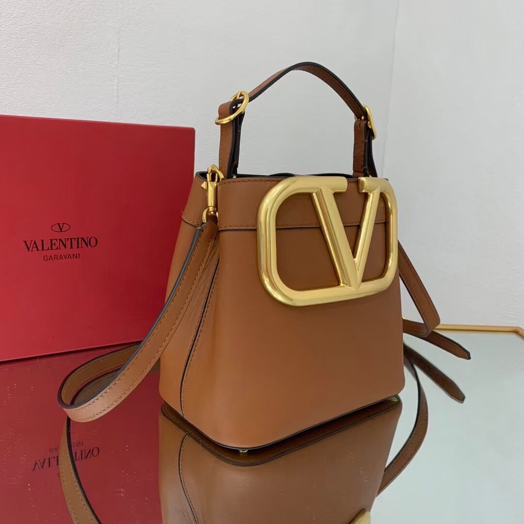 VALENTINO calf leather handbag V0754 brown