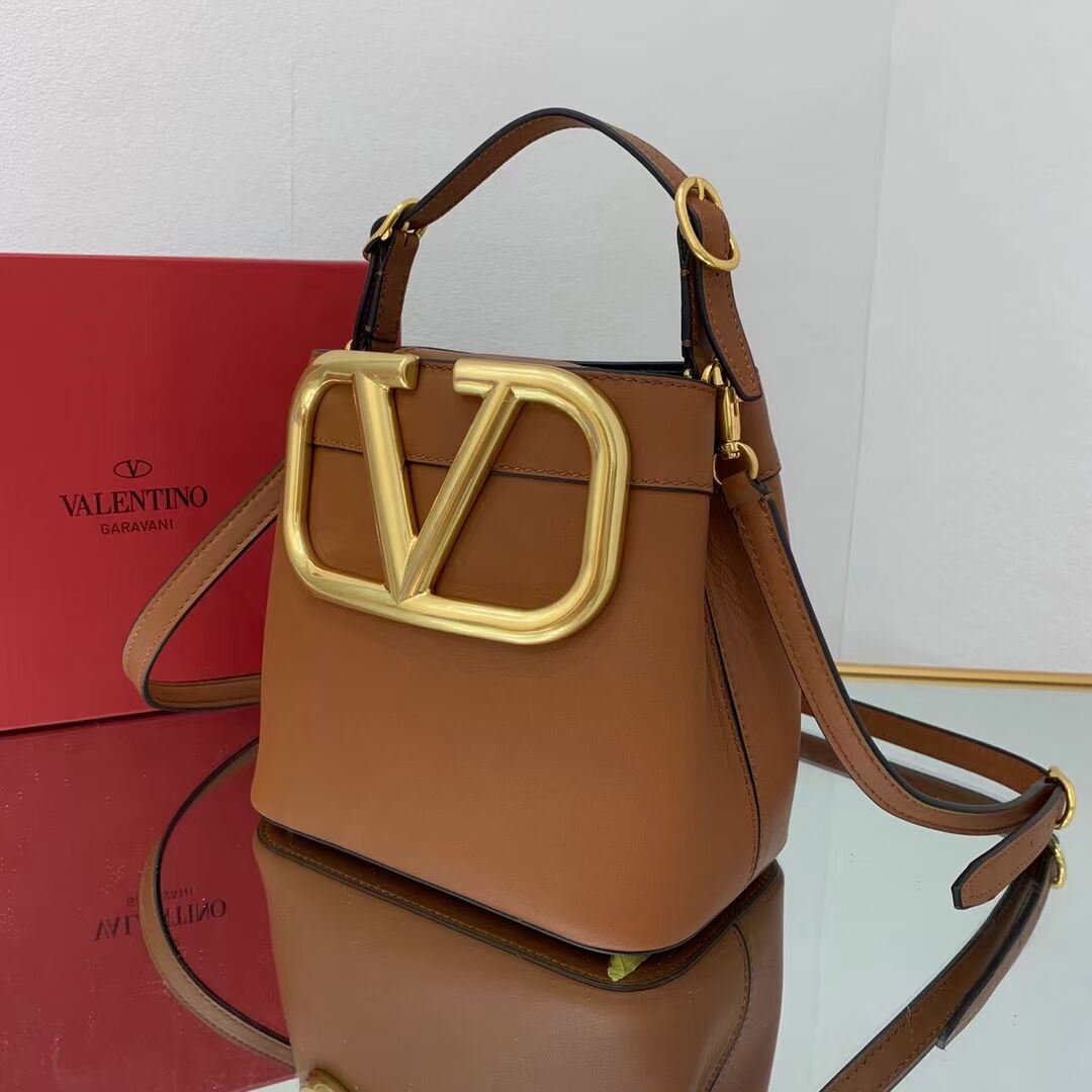 VALENTINO calf leather handbag V0754 brown