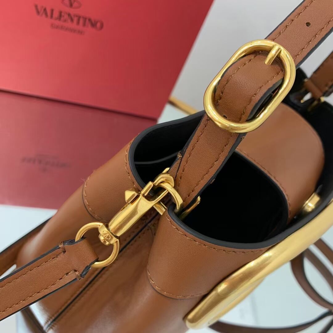 VALENTINO calf leather handbag V0754 brown