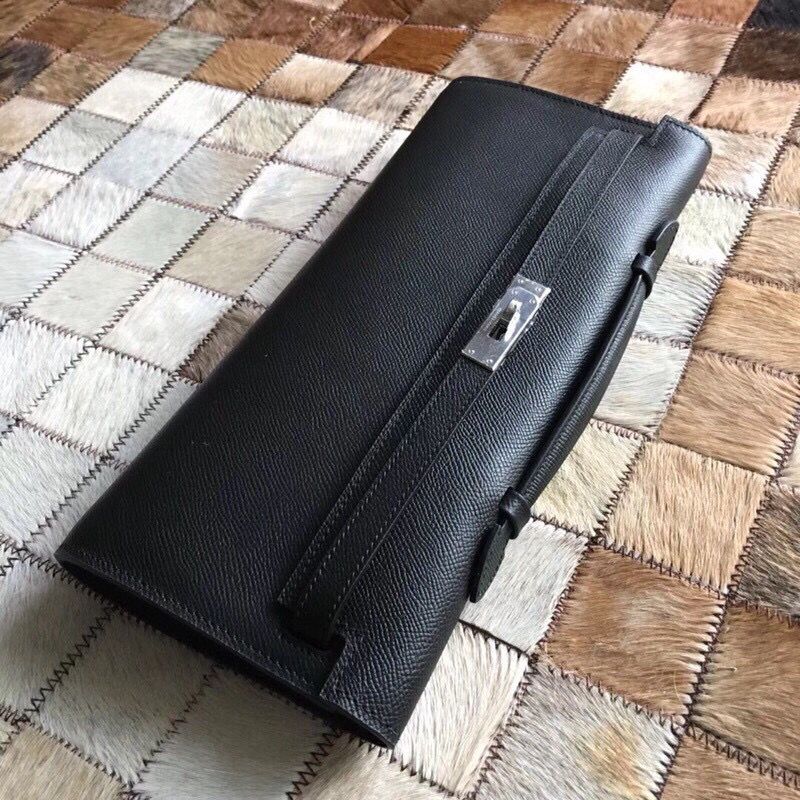 Hermes Kelly 31cm Clutch Original Epsom Leather KL31 Black