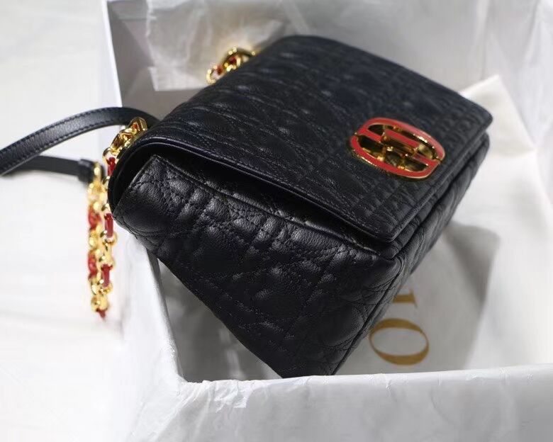 MEDIUM DIORAMOUR DIOR CARO BAG Cannage Calfskin with Heart Motif M9242WNG BLACK