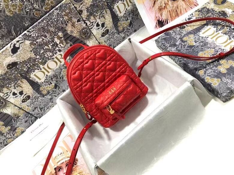 MINI DIOR BACKPACK Cannage Lambskin M9222 red