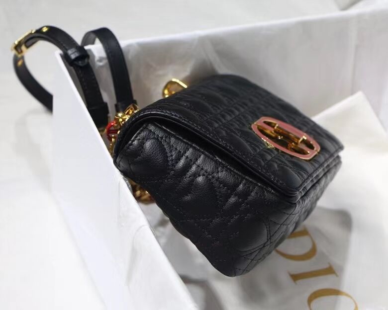 SMALL DIORAMOUR DIOR CARO BAG Cannage Calfskin with Heart Motif M9241WN BLACK