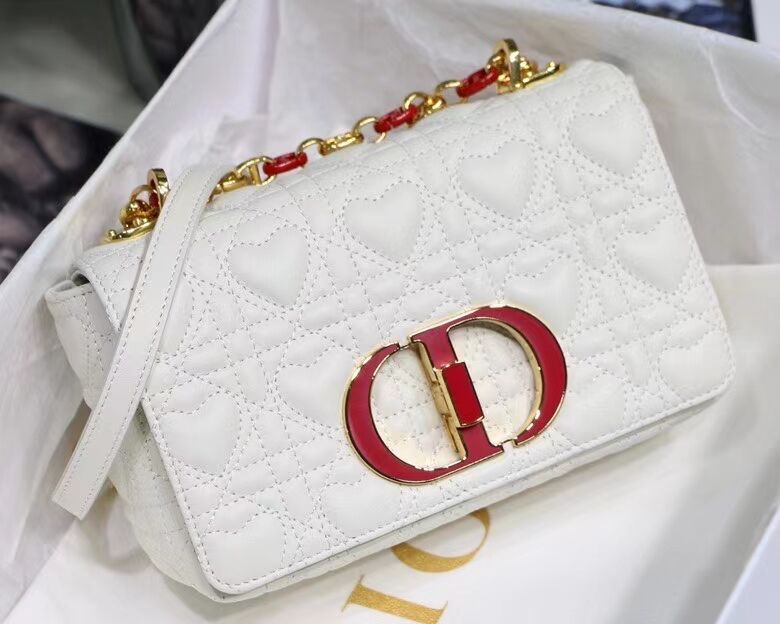 SMALL DIORAMOUR DIOR CARO BAG Latte Cannage Calfskin with Heart Motif M9241WN