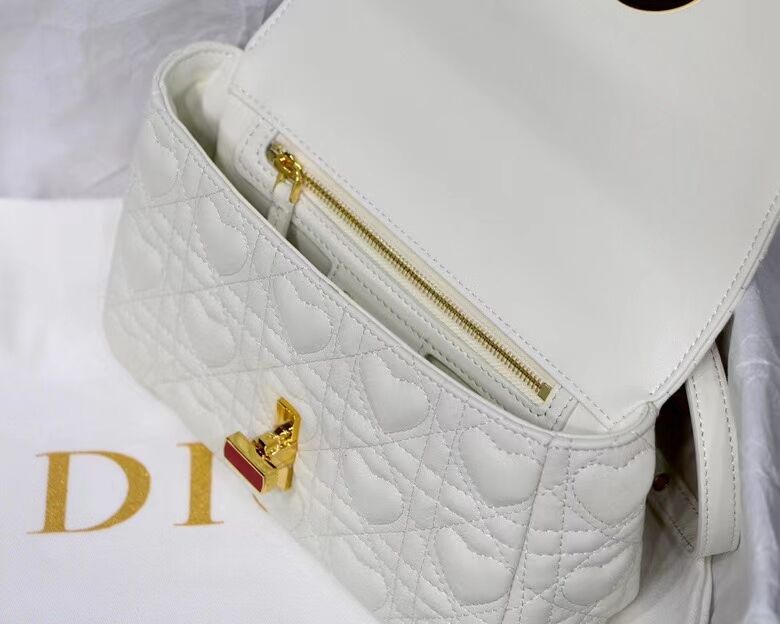 SMALL DIORAMOUR DIOR CARO BAG Latte Cannage Calfskin with Heart Motif M9241WN