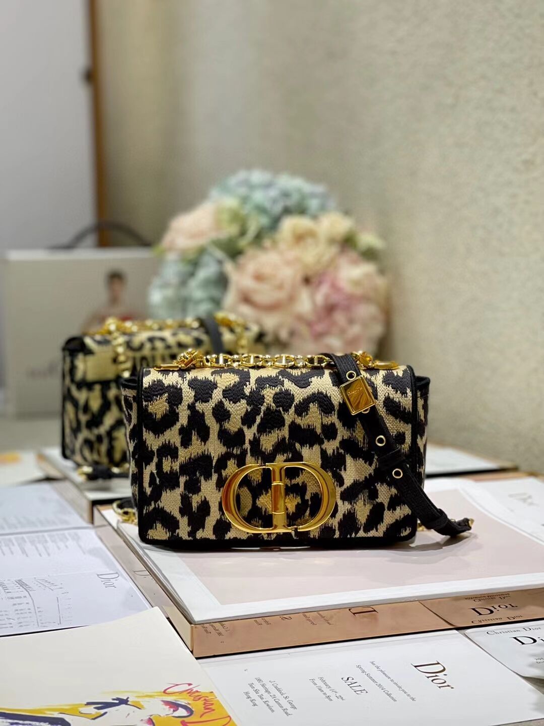 SMALL DIOR CARO BAG Beige Multicolor Mizza Embroidered Velvet M9241UTHG